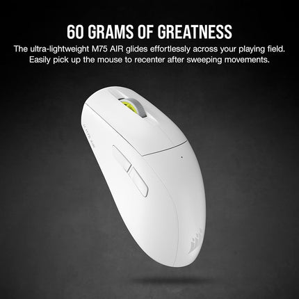 Corsair M75 AIR Wireless Ultra-Light FPS Gaming Mouse � 26,000 DPI � Ultra-Fast Input � Symmetric Shape � iCUE Compatible � PC, Mac � White