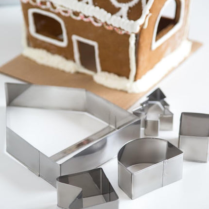 Fox Run Gingerbread House Cookie Cutter Set and Icing Bake Set, 19 Piece