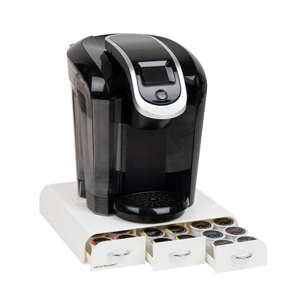 Organizador de Cápsulas de Café Individuales Mind Reader con 3 Cajones, Capacidad para 36 Cápsulas, para Encimera, 34.3L x 31.1W x 6.4H cm, Blanco