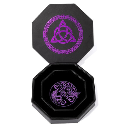 Premium Dice Tray for DND, Detailed World Tree & Triquetra Design – 23 CM