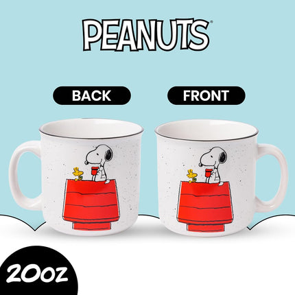 Silver Buffalo Peanuts Snoopy and Woodstock Get Cozy Ceramic Camper Mug, 20 Ounces