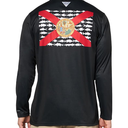 Columbia Men's Terminal Tackle PFG Fish Flag Long Sleeve, Black/FL Flag, 4X Big