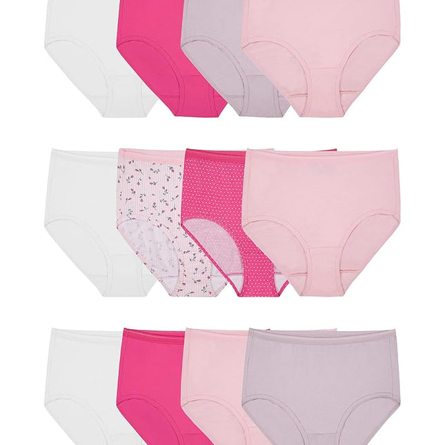 Fruit of the Loom Women's Tag Free Cotton Brief Panties (Regular & Plus Size), Brief-12 Pack-Assorted Colors, 7