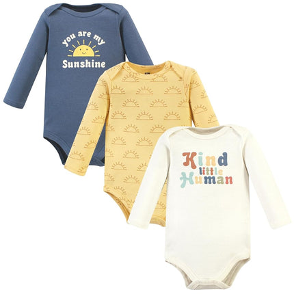 Hudson Baby Bébé Unisexe Bébé Unisexe Bodys à Manches Longues en Coton, Kind Human, 6-9 Mois, Lot de 3 Kind Human, 6-9 Mois