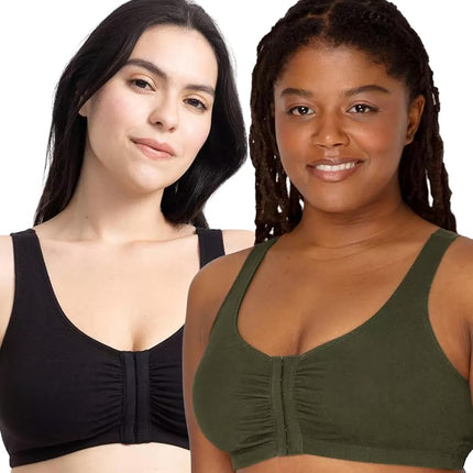 Fruit of the Loom Women's Front Close Builtup Sports Bra, Desert Dusk/Olive Night/Black, 38
