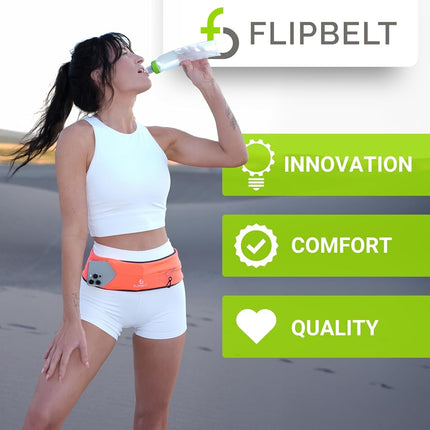 FlipBelt Classic Running Belt for Phone and Small Accessories, Exercise Waist Pouch for Women and Men, XXS Black