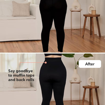 SHAPERMINT High Waisted Tummy Control Compression Leggings for Women - Petite to Plus Size Womens Leggings Non See Through, Black, Large