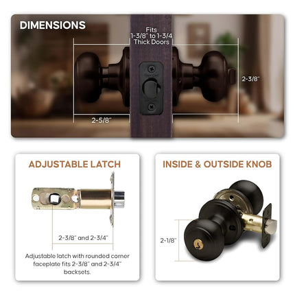 Copper Creek CK2040TB Colonial Door Knob, Keyed Entry Function, 1 Pack, Tuscan Bronze