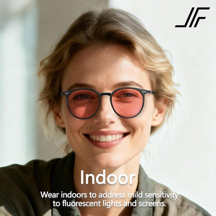 JFXQDR Unisex Round Blue Light Filter Glasses for Computer Screen, Pink + Brown Lens Black Frame + Tortoise, M
