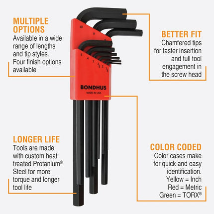 Bondhus, HLX9MML HEX Key Set 1.5mm-10mm, 12199
