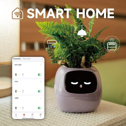 PLANTSIO Smart pet Planter Robot Guidance on Plant Care with Emojis, Adorable Plant Companion with Rich Gesture Interaction, Neat Desk Setup Gift (Rose)