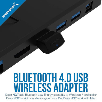SABRENT USB Bluetooth 4.0 Adapter Dongle for PC Laptop Desktop Computer Mouse Keyboard Headphone Controller, Support Windows, Mac, Plug and Play (BT-UB40)