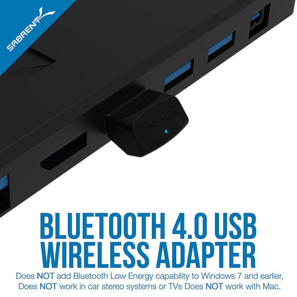 SABRENT USB Bluetooth 4.0 Adapter Dongle for PC Laptop Desktop Computer Mouse Keyboard Headphone Controller, Support Windows, Mac, Plug and Play (BT-UB40)