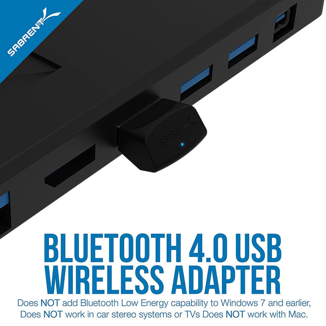 SABRENT USB Bluetooth 4.0 Adapter Dongle for PC Laptop Desktop Computer Mouse Keyboard Headphone Controller, Support Windows, Mac, Plug and Play (BT-UB40)