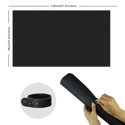ZORESYN PU Leather Desk Mat Black 130 x 70cm - Large Desk Pad with Non-Slip Base - Waterproof Gaming Mouse Pad Desktop Cover Writing Pad Desk Blotter Protector for Home