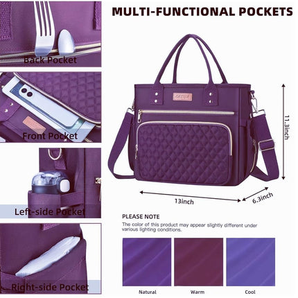 EASYA Large Women Lunch Bags for Work Insulated/Insulated Adult Lunch Box for Womens/Nylon Thermal Lunch Bag for Women/Leakproof Cooler Lunch Tote Bag with Storage Pocket (Mirage Purple)
