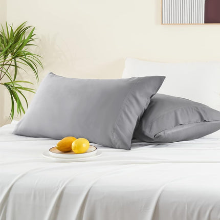 BEDELITE Pillow Cases Standard Size 2Pcs, Rayon from Bamboo, Silver Grey