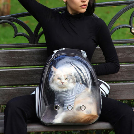 Cat Backpack Carrier, Pet Cat Carrier with Ventilated Design for Carrying Puppy Cats, Pet Carrier Backpack for Traveling/Hiking/Camping/Outdoors Airline Approved Travel (Black)