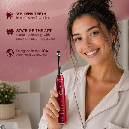 Wagner Stern IntelliBrush Series Whitening Electric Toothbrush with Pressure Sensor. Offers 4 Brushing Modes, 3 intensities, 8 Soft Brush Heads, and a Luxury Travel case.v