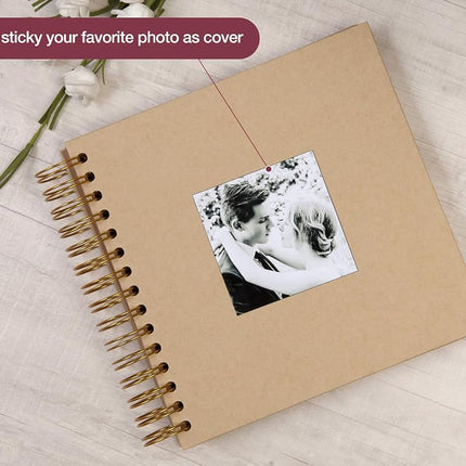 DIY Scrapbook Photo Album Hardcover Kraft Blank Page Wedding and Anniversary Photo Album Family Scrapbook, Yellow, 8 Inch