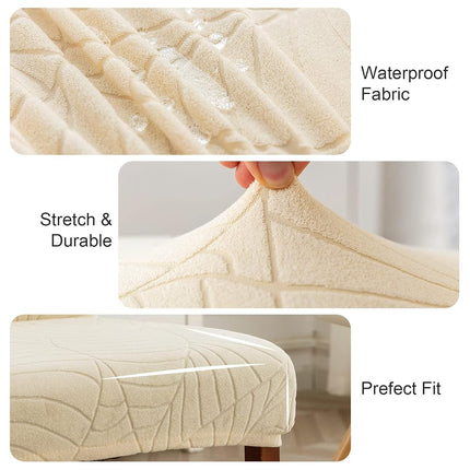 Genina 100% Waterproof Dining Chair Covers, Stretch Jacquard Chair Covers for Kitchen Parsons Chairs, Washable Chair Protectors for Dining Room Set of 6, Leaves-Beige