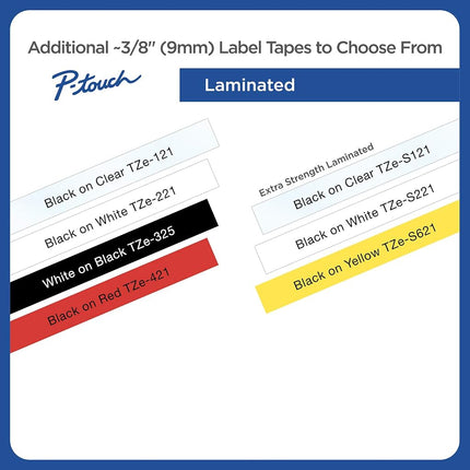 Cinta de etiquetas, rotuladoras P-Touch, laminada, resistencia X, 3/8" An., negro/transparente BRTTZS121