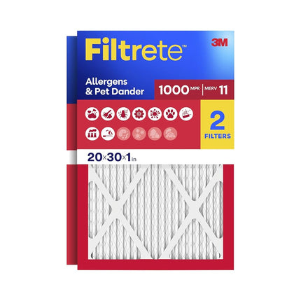 Filtrete Micro Allergen Defense AC Furnace Air Filter, MPR 1000, 20 x 30 x 1-Inches, 2-Pack