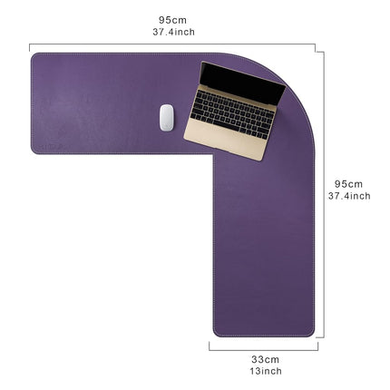 Mydours L-Shape Desk Pad, (95+95) x33cm Large PU Leather Corner Desk Mat Blotter, XXL Large Waterproof Gaming Mouse Pad, Desktop Protector for Computer Keyboard Home Office (Purple)