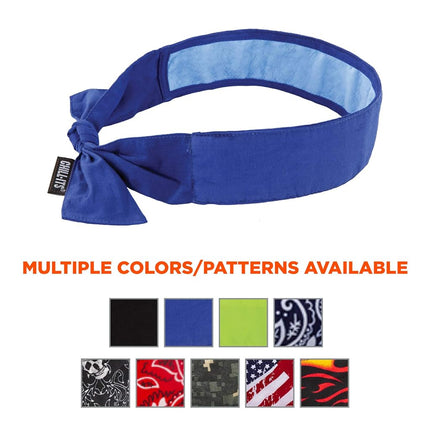 Ergodyne Chill Its 6700CT Cooling Bandana, Lined with Evaporative PVA Material for Fast Cooling Relief, Tie for Adjustable Fit, Blue, 2-Pack