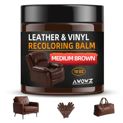 Leather Recoloring Balm 10 OZ Medium Brown for Car