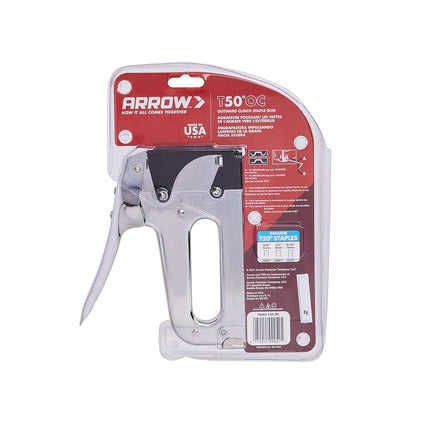 Arrow T50OC Heavy Duty Outward Clinch Staple Gun, Manual Stapler for Packaging and Boxes, Uses T50 Staples in 3/8-Inch, 1/2-Inch, and 9/16-Inch