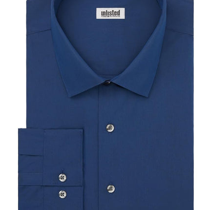 UNLISTED Men's Dress Shirt Regular Fit Solid, Medium Blue, 15"-15.5" Neck 34"-35" Sleeve