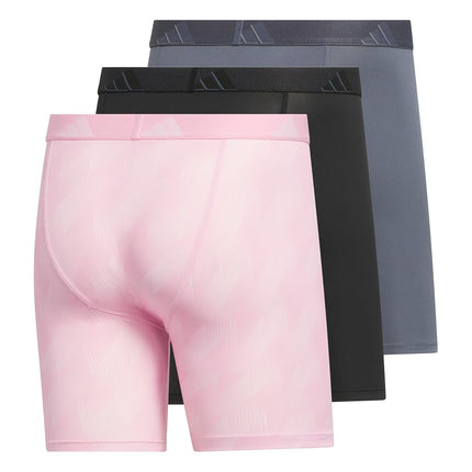 adidas Men's Microfiber Boxer Briefs (3-pack) performance Stretch Moisture-wicking Underwear, Adi Summit Clear Pink-true Pink/Black/Onix Grey/3-pack, L