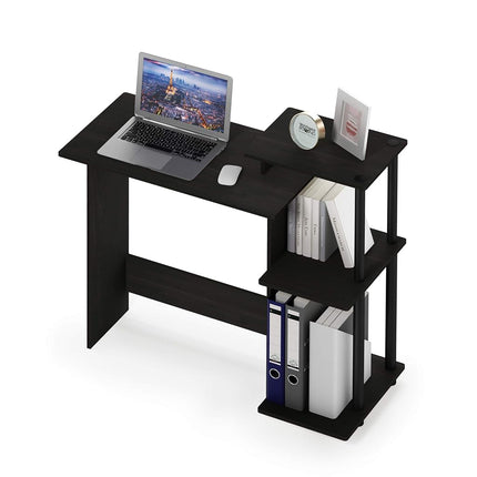 Furinno EFFICIENT Desk, Gaming Desk, with 3 Open Side Shelves, Laptop Notebook Computer Desk,Office Desk for Home Office, Study Room, Dorm, Espresso