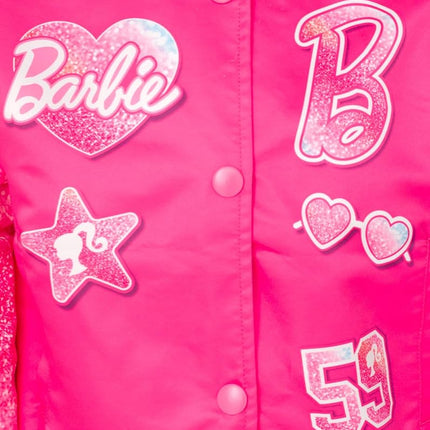 Barbie GIRLS BOMBER JACKET BOMBER JACKET SMALL KIDS TO LARGE KIDS SIZE 4-16, Light Pink Glitter, 14-16