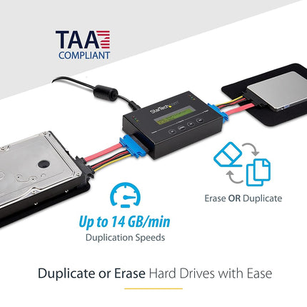 StarTech 1:1 2.5/3.5in SATA Duplicator Eraser, 14GB/min, Copier (SATDUP11)