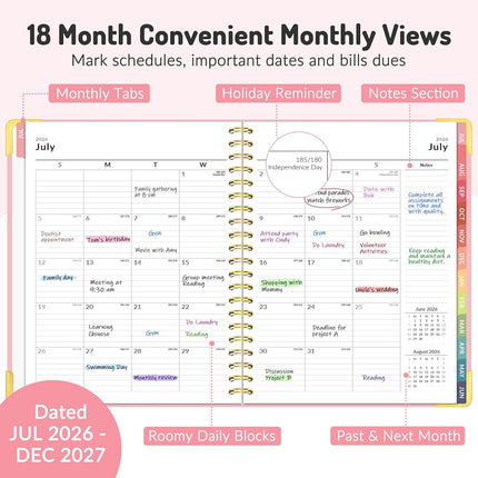 Jul 2026 - Dec 2027 Planner, Forvencer 18 Month Academic Planner 2026-2027, 8.5" x 11", Calendar Planner Weekly and Monthly, Daily Agenda Book, College School Supplies for Student Teacher, A4, Purple