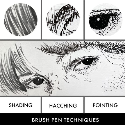 Kuretake Zig INKTOBER special set, Illustration Basic Set, Marking pen (5 pcs), Brush pens and glitter pen, Made in Japan