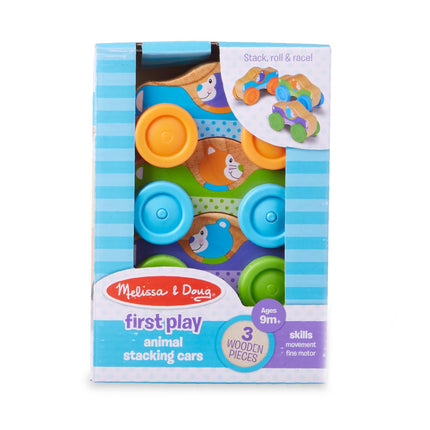 Melissa & Doug Premiers jeux - Voitures empilables en bois animaux (jouet de développement pour bébés et tout-petilles, 3 pièces)
