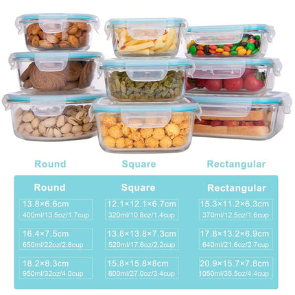10 Pack Glass Meal Prep Containers, Food Storage Containers with Lids Airtight, Glass Storage Container Set with Lid for Food, Bpa-free, Leak-proof, Microwave Oven Freezer Dishwasher Safe creamy white