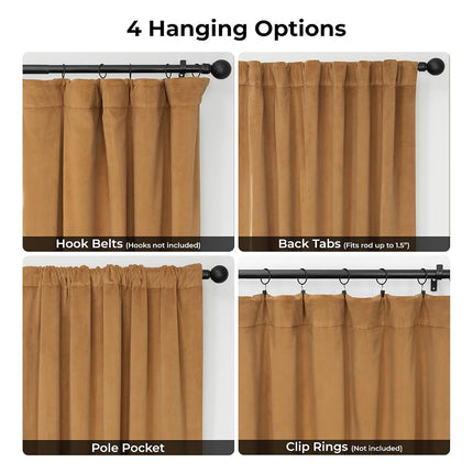 HPD Half Price Drapes Signature Velvet Thermal Blackout Curtains for Living Room 84 Inch Long (1 Panel) Rod Pocket Insulated Blackout Curtains for Bedroom Window Curtains, 50W x 84L, Amber Gold