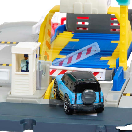 Matchbox Cars Playset Ferry Port Set - Retractable Ferry on Wheels, Cars and Kids Activated Features - Includes 1 Land Rover - HMH29