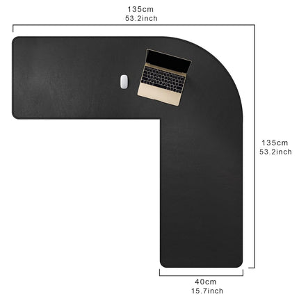 Mydours 53"x53"x16" L Shaped Office Mat, Full Desk Mouse Pad, Black