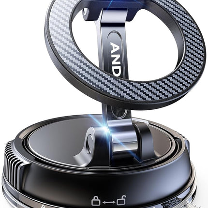 ANDERY Car Phone Holder for Magsafe [78+LBS Strongest Suction & 2400gf Magnetic] 360° Adjustable Car Phone Mount, Compatible with iPhone 17 Pro Max 16 15 14 13 12 Air Plus, Carbon Fiber