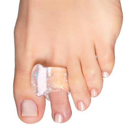 ZenToes Écarteurs d'orteils en gel pour orteils qui se chevauchent, oignons, alignement du gros orteil, correcteur et entretoise - Lot de 4 (Paillettes)