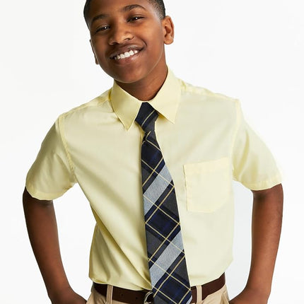 French Toast Husky Boys Short Sleeve Classic Dress Shirt, Yellow, 16 Husky