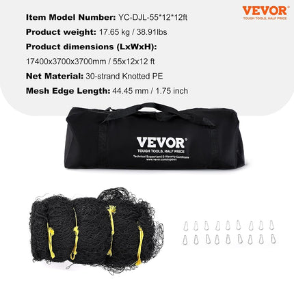 VEVOR Baseball Batting Netting, Professional Softball Baseball Batting Hitting Training Net, Practice Portable Pitching Cage Net with Door & Carry Bag, Heavy Duty Enclosed PE Netting,1676CM (NET ONLY)