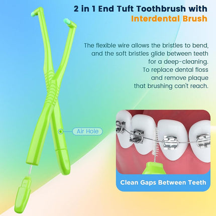 Fregum End Tuft Toothbrush with Interdental Brush for Orthodontic, Braces