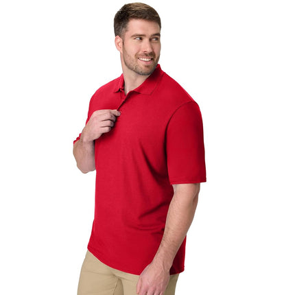 Hanes Men's Pique Short Sleeve Shirt, Three-Button Midweight Polo, Deep Red, XXL