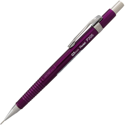 Pentel Sharp Mechanical Pencil (0.5mm) Metallic Barrels, Assorted Barrel Colors (MC/MV), 2-Pk (P205MBP2M1)